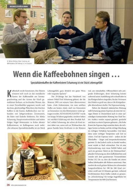 KBM Redakteur Dirk Rehberg (v.l.) - Schamong Kaffee