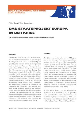 das staatsprojekt europa in der krise - Rosa-Luxemburg-Stiftung