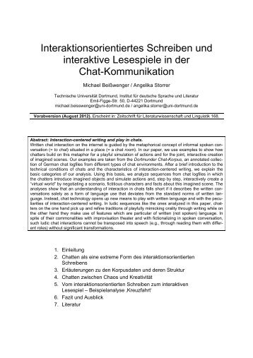 Interaktionsorientiertes Schreiben und interaktive Lesespiele in der ...