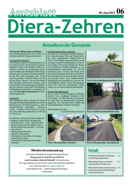 Aktuelles In Der Gemeinde - Diera-Zehren