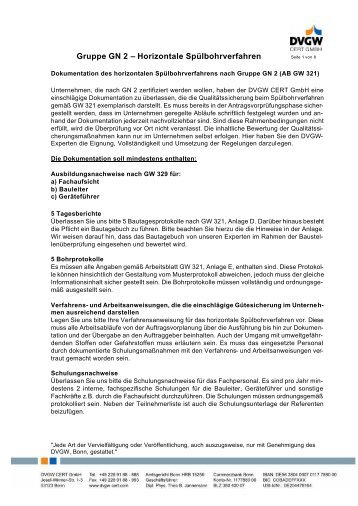 Gruppe GN 2 – Horizontale Spülbohrverfahren - DVGW CERT GmbH