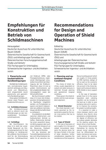 Recommendations for Design and Operation of Shield Machines