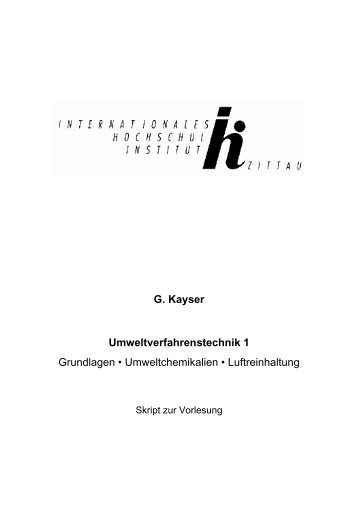 Grundlagen der Umweltverfahrenstechnik - IHI Zittau