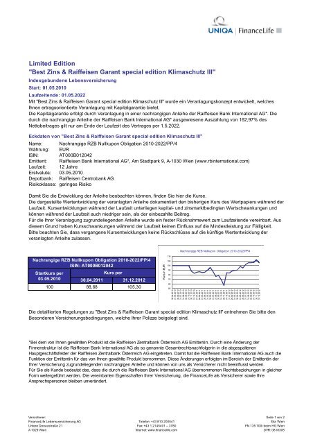 Best Zins & Raiffeisen Garant special edition Klimaschutz III