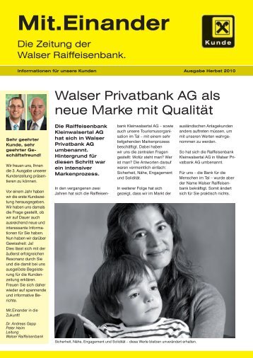 Ausgabe Herbst 2010 - Walser Raiffeisenbank