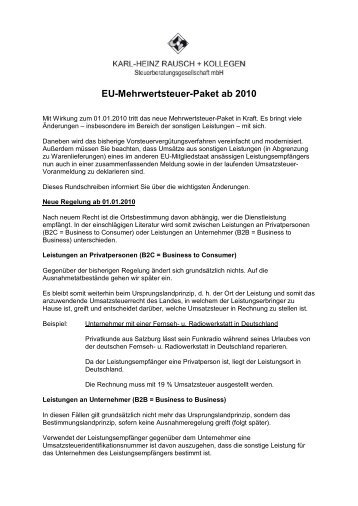 EU-Mehrwertsteuer-Paket ab 2010 - Karl-Heinz Rausch und ...