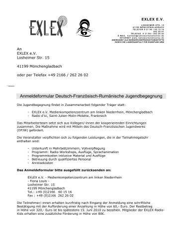 Download Anmeldeformular (Deutsch) - Radiowerkstatt Exlex
