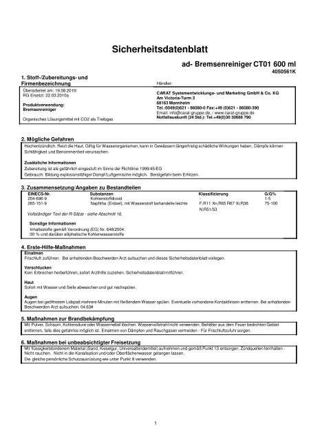Sicherheitsdatenblatt - Webkat