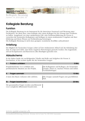 quint-essenz: Kollegiale Beratung (pdf)