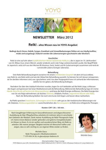 NEWSLETTER März 2012 Reiki - YOYO balance your life