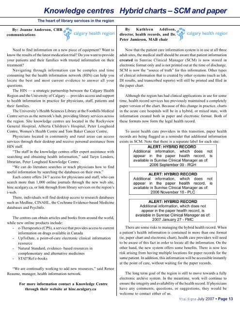 July 2007 Vital Signs.p65 - Calgary & Area Physician's Association