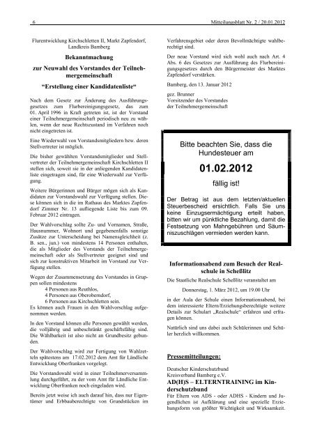 Mitteilungsblatt Nr. 2 - Ende Januar - Zapfendorf