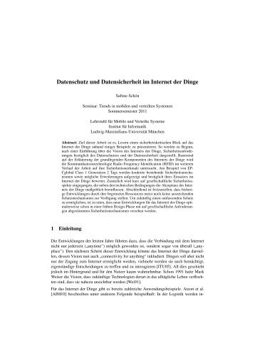 Datenschutz und Datensicherheit im Internet der Dinge