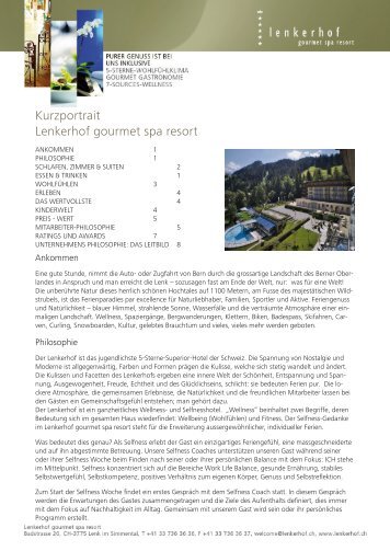 Kurzportrait Lenkerhof gourmet spa resort - Lenkerhof Alpine Resort
