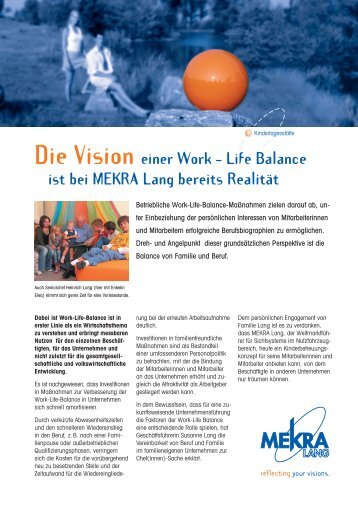 Die Vision einer Work – Life Balance ist bei MEKRA Lang bereits ...