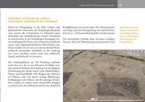 Jahresbericht 2010 - Archäologie Baselland