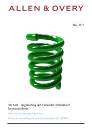 Mai 2011 AIFMD – Regulierung der Verwalter ... - Allen & Overy