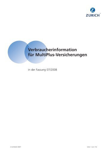Verbraucherinformation für MultiPlus-Versicherungen - Corticelli ...