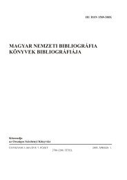 MAGYAR NEMZETI BIBLIOGRÁFIA KÖNYVEK BIBLIOGRÁFIÁJA