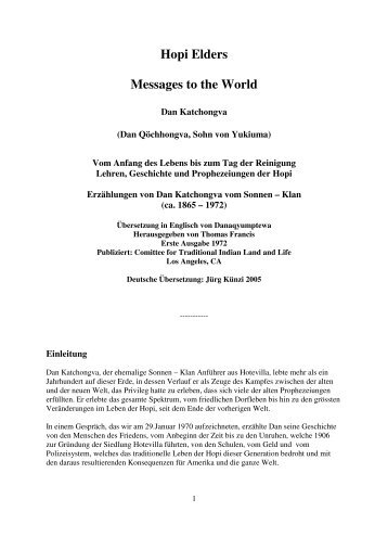 Hopi Elders Messages to the World - Hopi Information Network