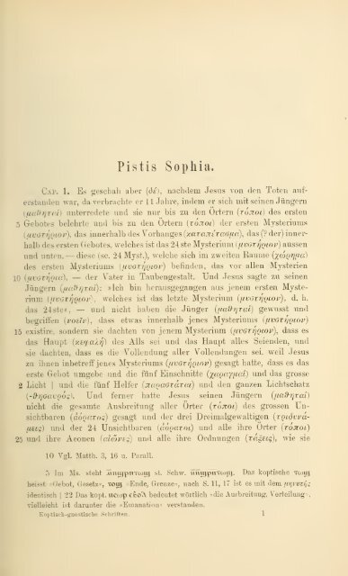 GCS 13 Koptisch-Gnostische Schriften I. Pistis Sophia - Bibliotheca ...