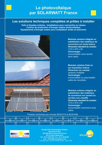 Le photovoltaïque par SOLARWATT France Les solutions ... - Cd2e
