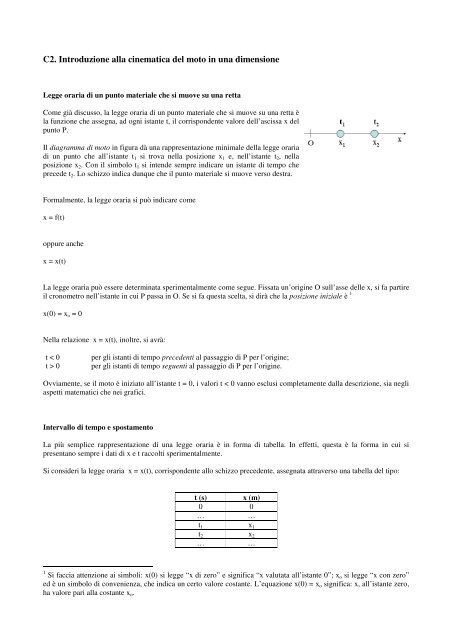 C2. Introduzione alla cinematica del moto in una dimensione - Infn
