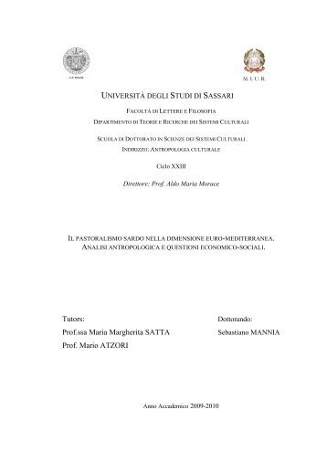 La dimensione storica del pastoralismo - Università degli Studi di ...