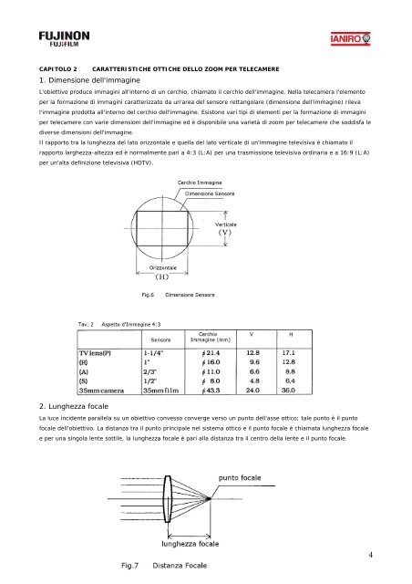 1. Dimensione dell'immagine 2. Lunghezza focale - Ianiro
