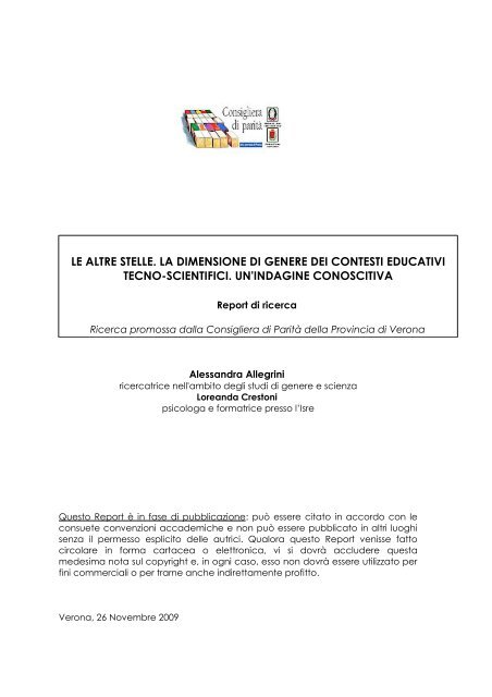 Le altre stelle. La dimensione di genere dei - Provincia di Verona ...