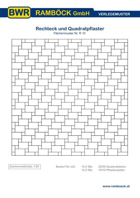 VERLEGEMUSTER Rechteck und Quadratpflaster