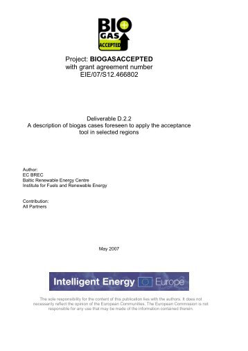 Project: BIOGASACCEPTED with grant agreement number EIE/07 ...