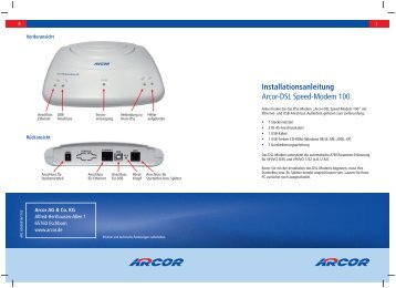 Installationsanleitung Arcor-Dsl Speed-Modem 100