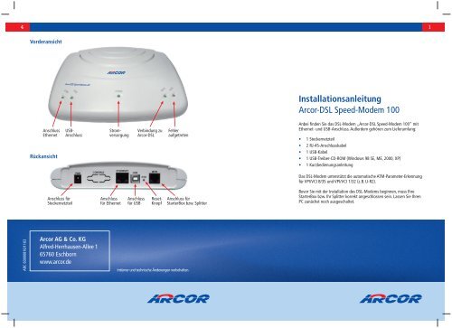 Arcor Dsl Wlan Modem 100 Als Repeater www.yumpu.com