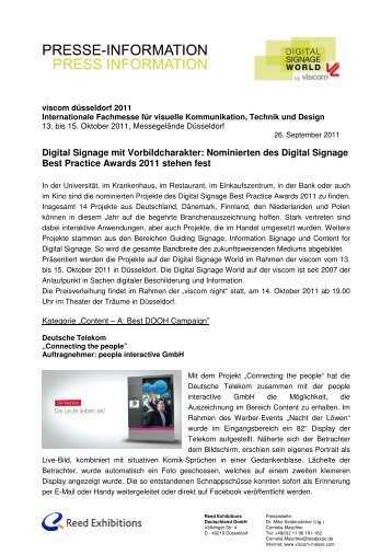 Nominierten des Digital Signage Best Practice Awards - Viscom