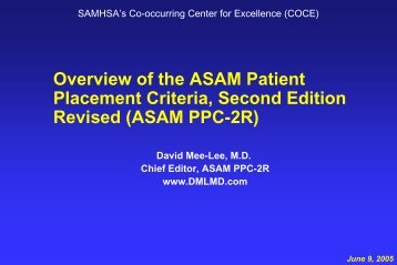 Overview of the ASAM Patient Placement Criteria - Substance ...