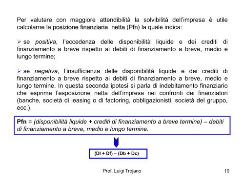 L'analisi per indici: analisi patrimoniale e finanziaria