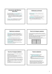 Introduzione alla Statistica descrittiva Definizioni preliminari ...