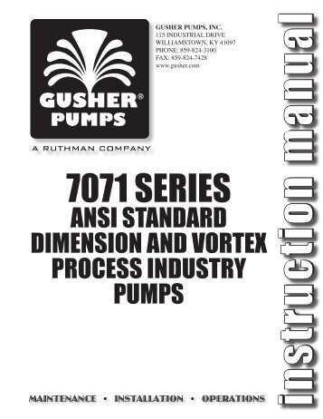 Ansi standard dimension and vortex process - Gusher Pumps