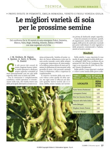 Le migliori varietà di soia per le prossime semine - Centro Ricerche ...