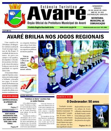 AVARÉ BRILHA NOS JOGOS REGIONAIS - Câmara Municipal de ...