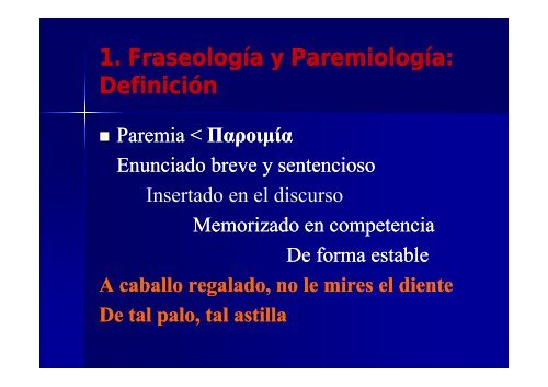Teoría paremiológica 1 - Paremia