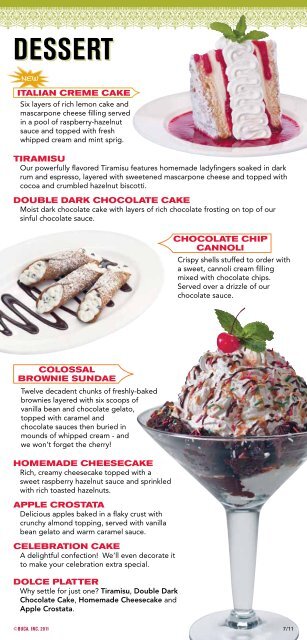 Dinner Menu - Buca di Beppo