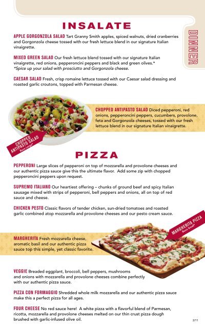 Dinner Menu - Buca di Beppo