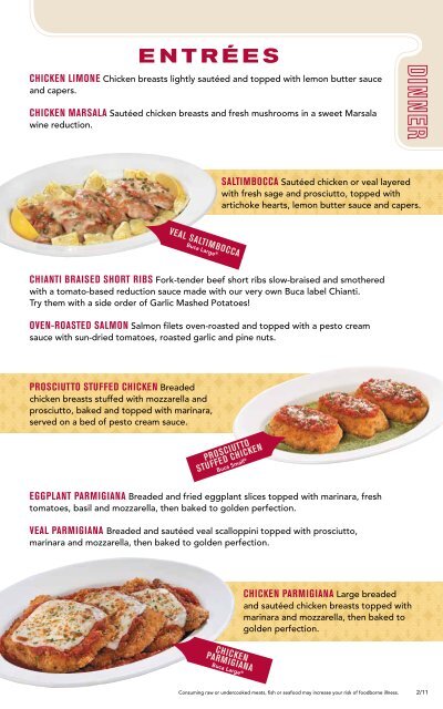 Dinner Menu - Buca di Beppo