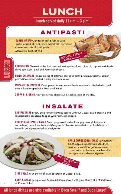 Dinner Menu - Buca di Beppo