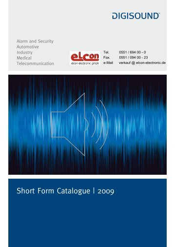 Short Form Catalogue | 2009 - elcon electronic GmbH