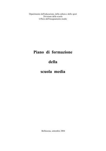 Piano di formazione della scuola media - ScuolaDECS