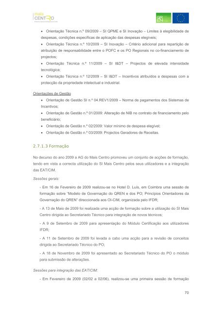 Relatório Anual de Execução Mais Centro 2009 - Mais