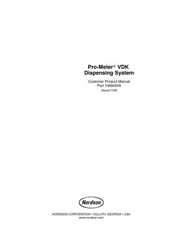 Pro-Meter VDK Dispensing System manual - Nordson eManuals ...